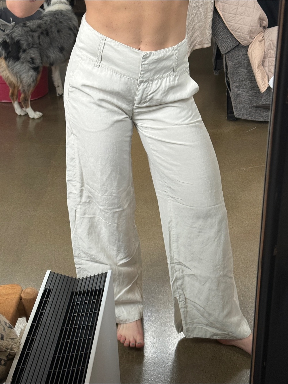 Wide Leg High-Waist Trousers in Light Cream